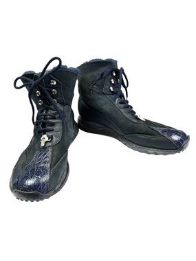 Mauri Sherpa Lined Leather High Top Boots Italy Black Men's Size 42 EU 9.5 US